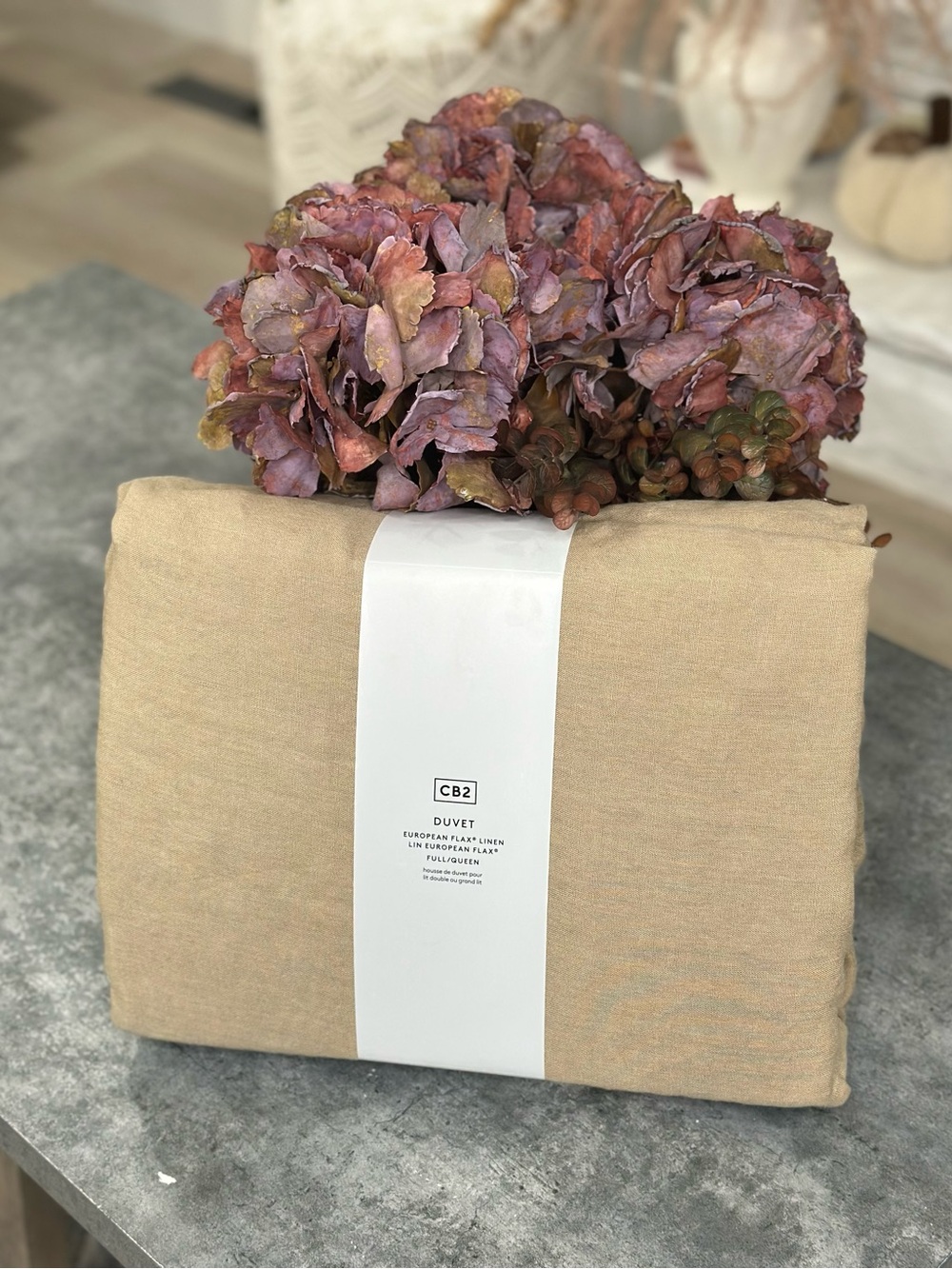 NWT CB2 Linen Duvet in a Tan color Full/Queen